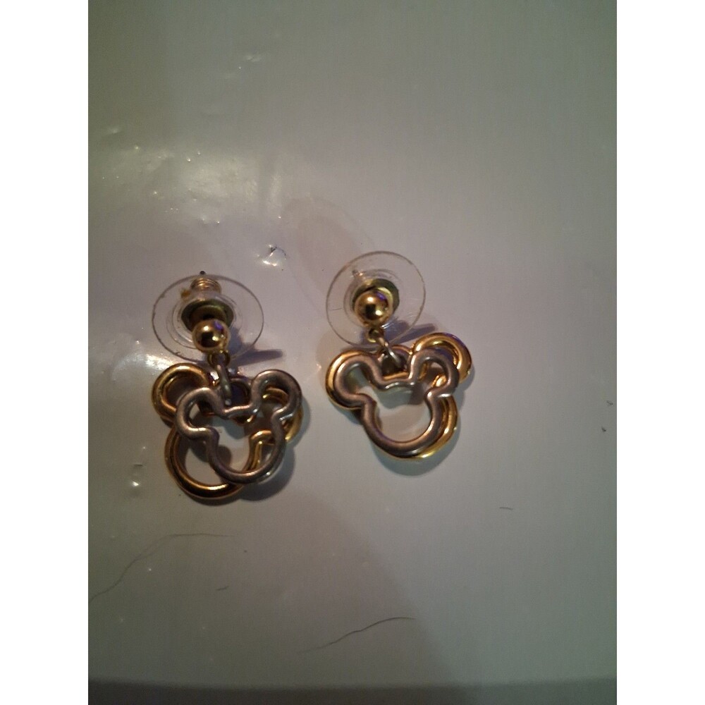 Vintage Disney Earrings Dangle Gold And Silver Toned Signed